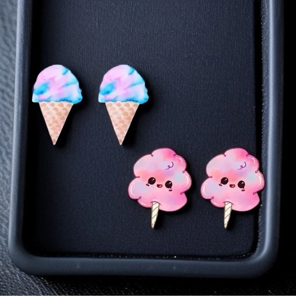 Sweeten Your Style: Adorable Cotton Candy Stud Earrings! 🍭✨ NWT Summertime Studs